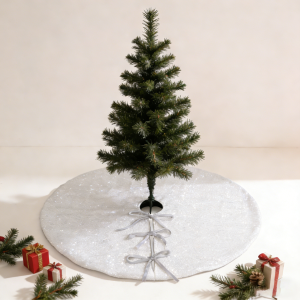 42 inch christmas tree skirt red sparkling sequin fabric with 3d bow knots, double layer, velcro closure for indoor/outdoor decor (copy)