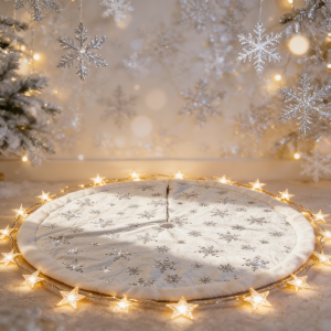 48" double sided white knitted jacquard christmas tree skirt elegant holiday decoration