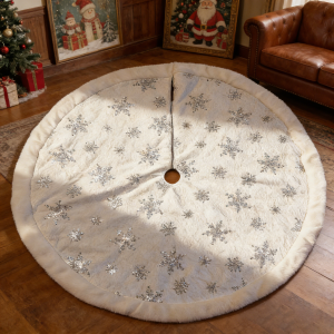 48" double sided white knitted jacquard christmas tree skirt elegant holiday decoration