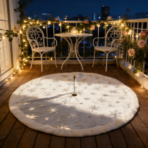 48" double sided white knitted jacquard christmas tree skirt elegant holiday decoration